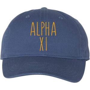 Alpha Xi Delta Mod Pigment Dyed Baseball Cap(Navy W/Old Gold Thread Color)