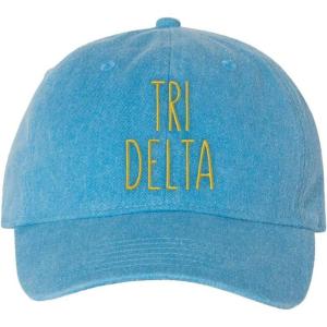 Delta Delta Delta Mod Pigment Dyed Baseball Cap(Royal Caribe W/Light Gold Thread Color)
