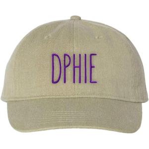 Delta Phi Epsilon DPHIE Mod Pigment Dyed Baseball Cap(Khaki W/Maroon Thread Color)