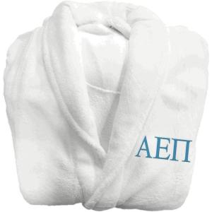 Greekgear Alpha Epsilon Pi Fraternity Lettered Bathrobe White