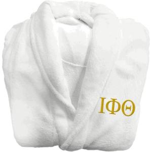 Greekgear Iota Phi Theta Fraternity Lettered Bathrobe White(White)