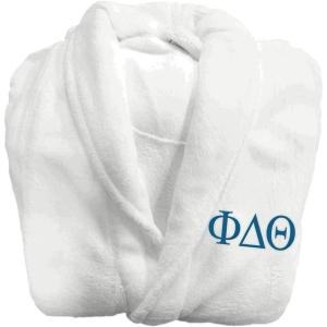 Greekgear Phi Delta Theta Fraternity Lettered Bathrobe White