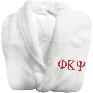 Greekgear Phi Kappa Psi Fraternity Lettered Bathrobe White(White)