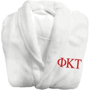 Greekgear Phi Kappa Tau Fraternity Lettered Bathrobe White(White)