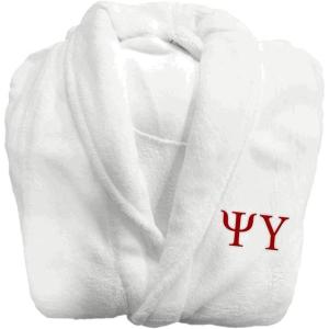 Greekgear Psi Upsilon Fraternity Lettered Bathrobe White