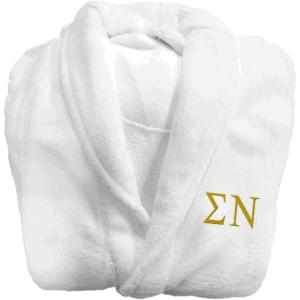 Greekgear Sigma Nu Fraternity Lettered Bathrobe White(White)
