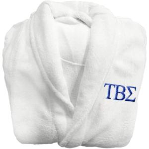 Greekgear Tau Beta Sigma Lettered Bathrobe White w/Royal Blue Imprint(White W/Royal Blue)