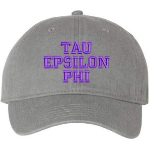 Greekgear Tau Epsilon Phi Pigment Dyed Baseball Cap(Grey W/Purple Thread Color)