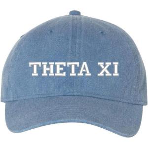 Greekgear Theta Xi Pigment Dyed Baseball Cap(Blue Jean W/White Thread Color)