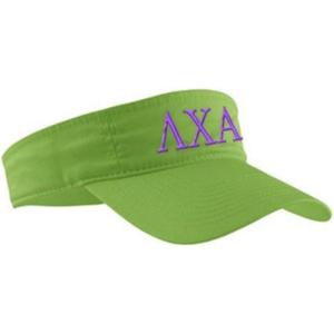 Lambda Chi Alpha Greek Letter Visor(Lime Green W/Purple Thread)