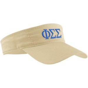 Phi Sigma Sigma Greek Letter Visor(Khaki W/Royal Blue Thread Color)