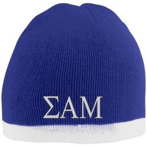 Sigma Alpha Mu Two Tone Knit Beanie Purple/White