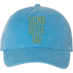 Sigma Delta Tau Mod Pigment Dyed Baseball Cap(Royal Caribe W/Light Gold Thread Color)