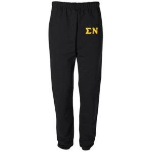Sigma Nu Greek Lettered Thigh Sweatpants(Black)