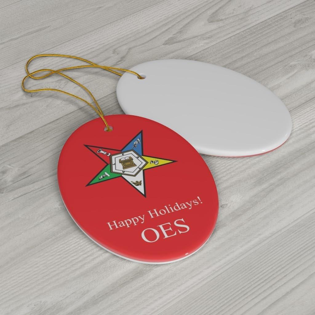 imageOrder of Eastern Star Holiday Crest Oval Ornaments