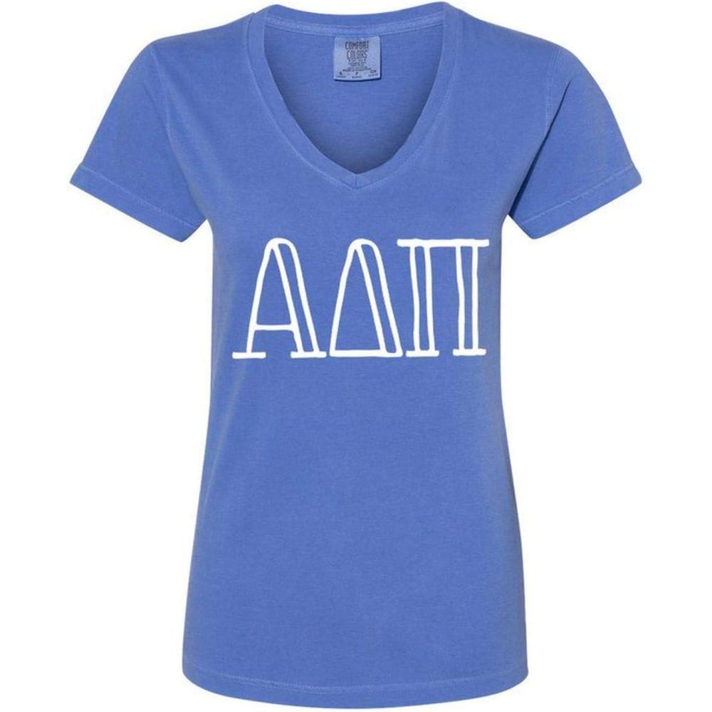 imageAlpha Delta Pi VNeck TShirtFlo Blue