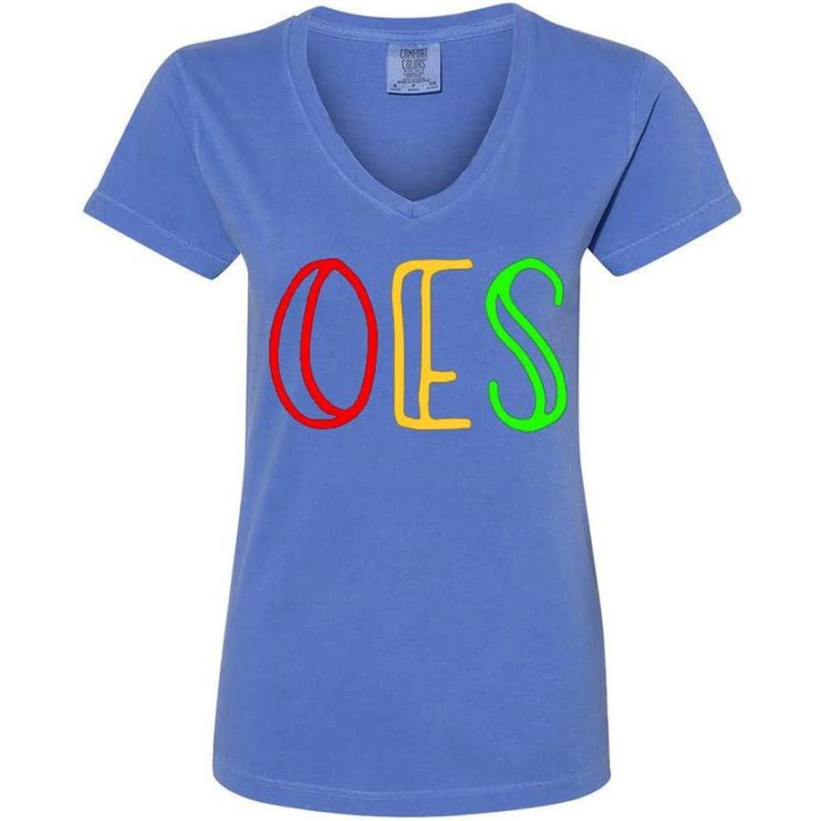 imageGreekgear Order of Eastern Star VNeck TShirtFlo Blue