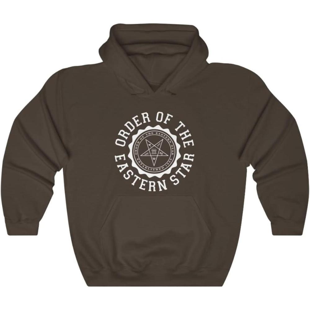 imageGreekgear Order of the Eastern Star Unisex College Seal HoodieDark Chocolate