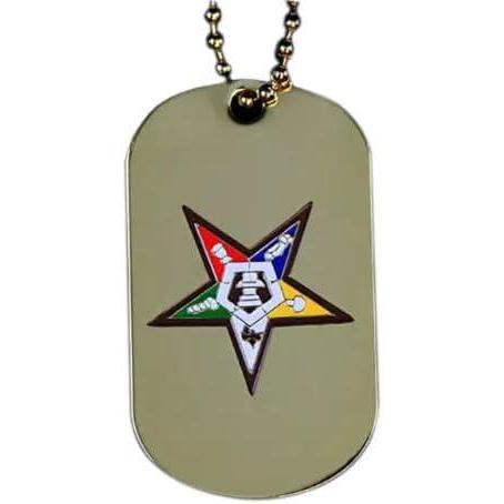 imageOES Order of Eastern Star Gold DoubleSided Dog tag WChain