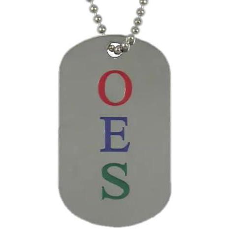 imageOES Order of Eastern Star Silver DoubleSided Dog tag WChain