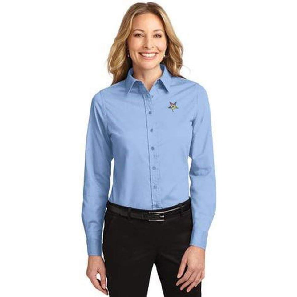 imageOrder of Eastern Star Crest Shield Long Sleeve OxfordLight BlueLight Stone