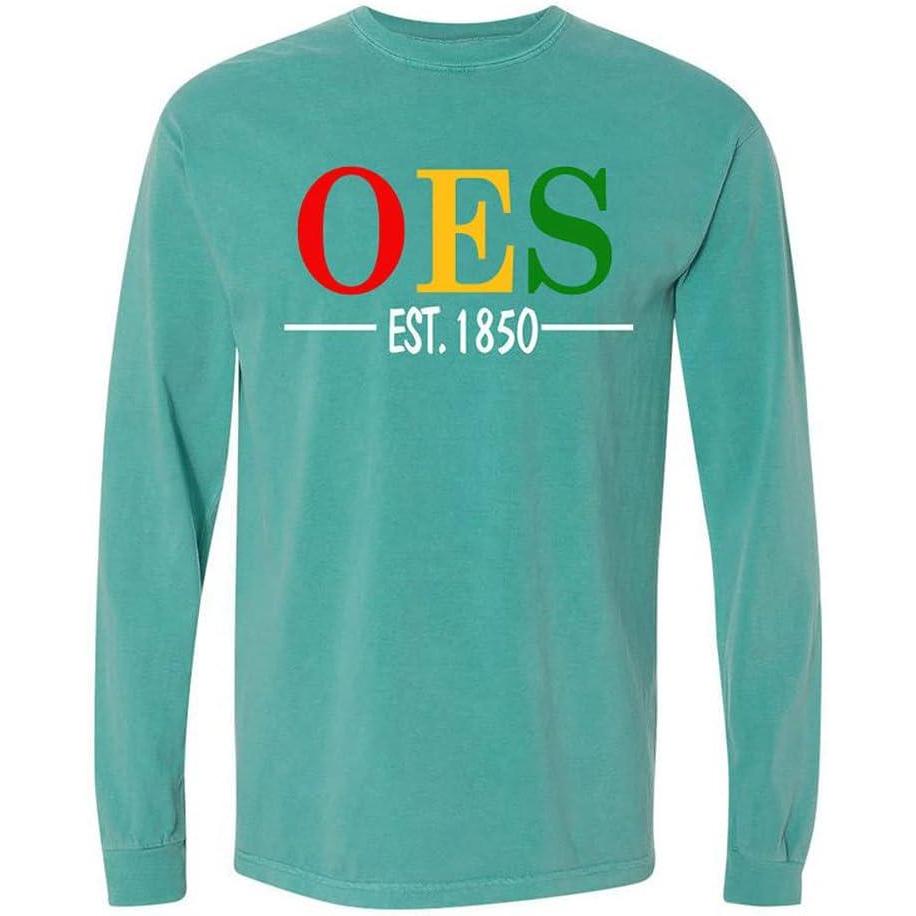 imageOrder of Eastern Star Custom Greek Lettered Long Sleeve TShirtSeafoam