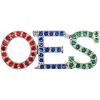 OES Austrian Crystal Red/Royal/Green Pin In Gold