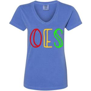 Greekgear Order of Eastern Star V-Neck T-Shirt(Flo Blue)