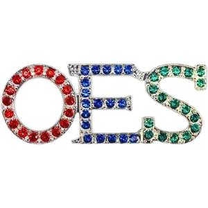 OES Austrian Crystal Red/Royal/Green Pin In Gold