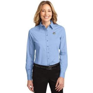 Order of Eastern Star Crest – Shield Long Sleeve Oxford(Light Blue/Light Stone)