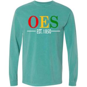 Order of Eastern Star Custom Greek Lettered Long Sleeve T-Shirt(Seafoam)