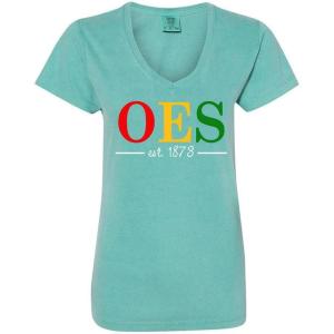 Order of Eastern Star Custom V-Neck T-Shirt(Seafoam)