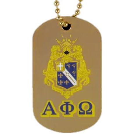 imageAlpha Phi Omega Gold DoubleSided Dog Tag WChain