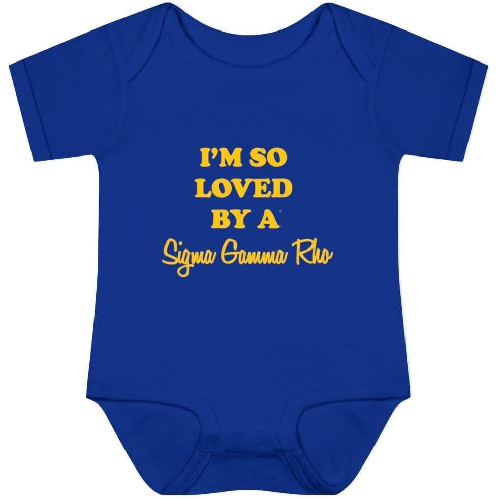 imageGreekgear Im So Loved By a Sigma Gamma Rho Infant Baby Rib Bodysuit