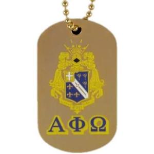 Alpha Phi Omega Gold Double-Sided Dog Tag W/Chain