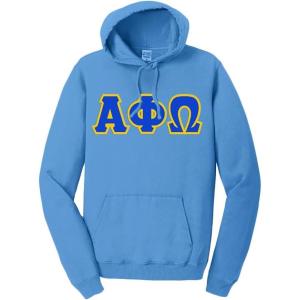 Alpha Phi Omega Pigment-Dyed Lettered Hooded Sweatshirt(Blue Moon)