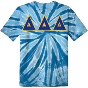 Delta Delta Delta Lettered Tie-Dye T-Shirts(Royal Blue)