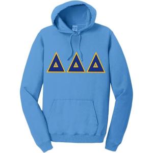 Greekgear Delta Delta Delta Pigment-Dyed Lettered Hooded Sweatshirt(Blue Moon)
