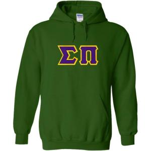 Greekgear Sigma Pi Lettered Hooded Sweatshirt(Forest Green)