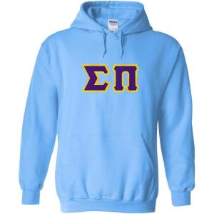 Greekgear Sigma Pi Lettered Hooded Sweatshirt(Light Blue)
