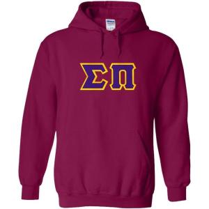 Greekgear Sigma Pi Lettered Hooded Sweatshirt(Magenta Pink)