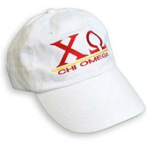 Women’s Adjustable Chi Omega World Famous Line Hat (White)(White)
