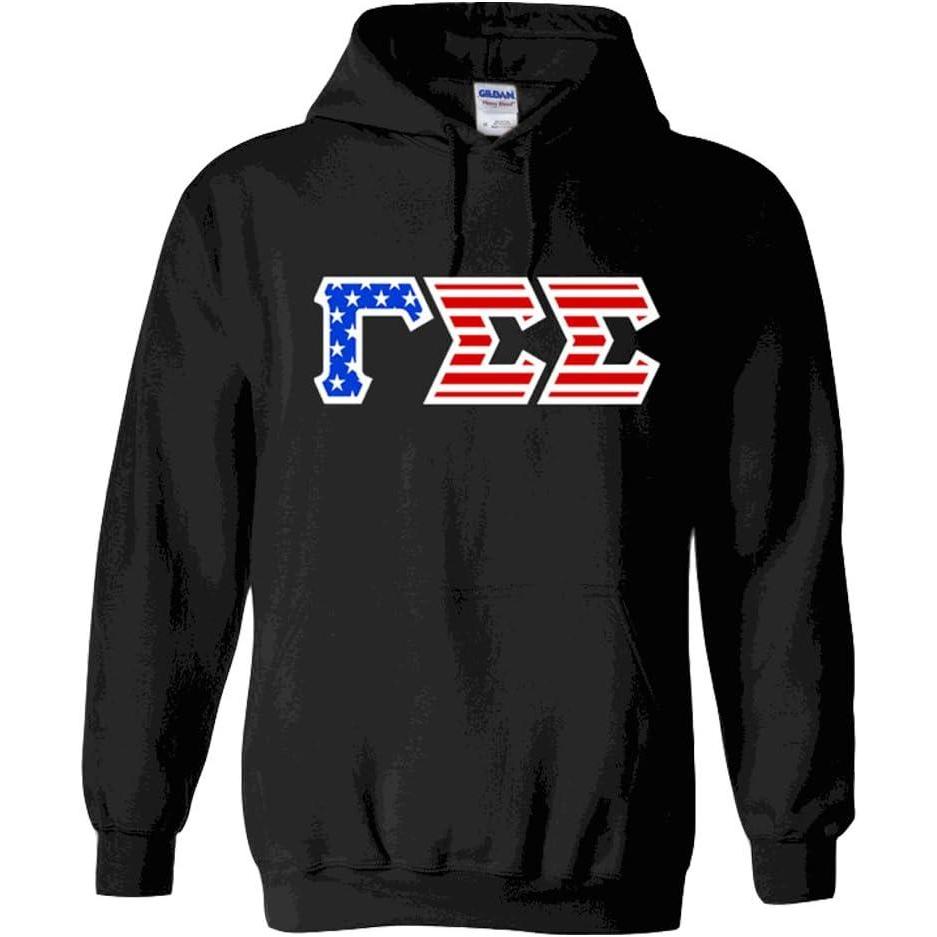 imageGamma Sigma Sigma Greek Letter American Flag HoodieBlack