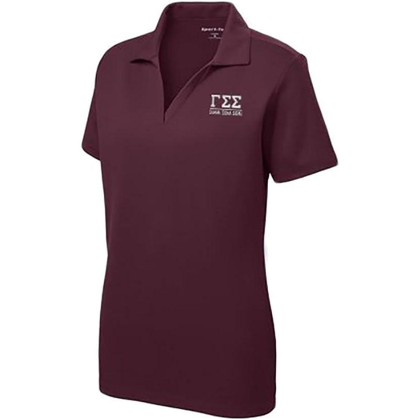 imageGamma Sigma Sigma Greek Letter Polo ShirtsMaroon