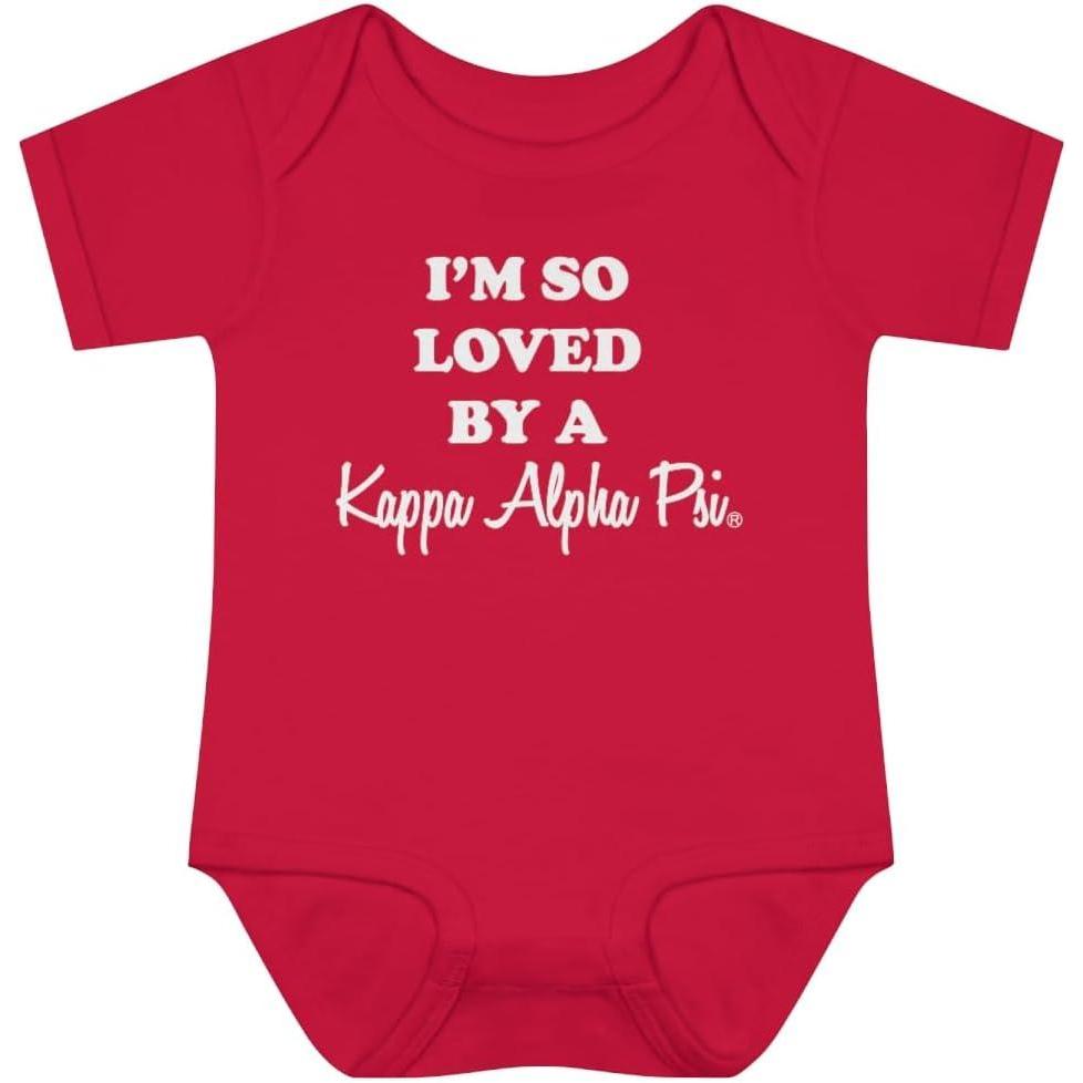 imageGreekgear Im So Loved By a Kappa Alpha Psi Infant Baby Rib BodysuitRed
