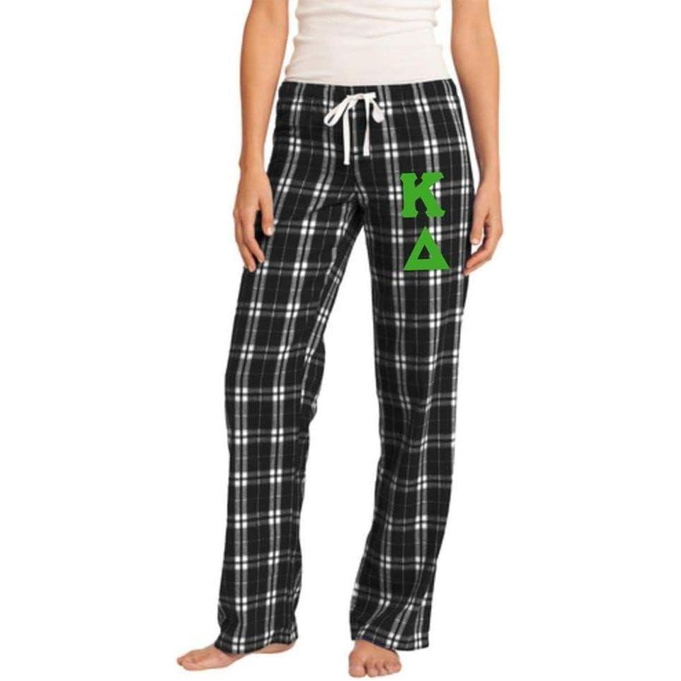 imageGreekgear Kappa Delta Womens Flannel Plaid Pant PJsBlack