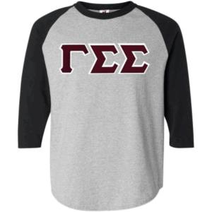 Gamma Sigma Sigma Lettered Raglan Shirt(Grey W/Black)