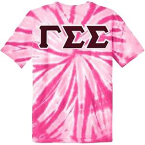 Gamma Sigma Sigma Lettered Tie-Dye T-Shirts(Pink)
