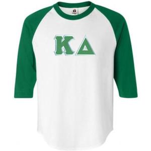 Kappa Delta Lettered Raglan Shirt(White W/Kelly Green)