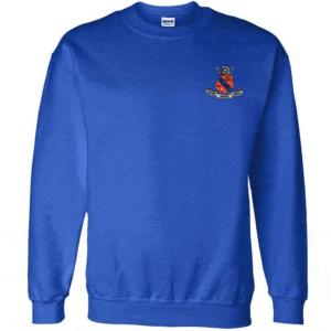 Kappa Delta Rho World Famous Crest – Shield PATCH Crewneck Sweatshirt(Royal Blue)